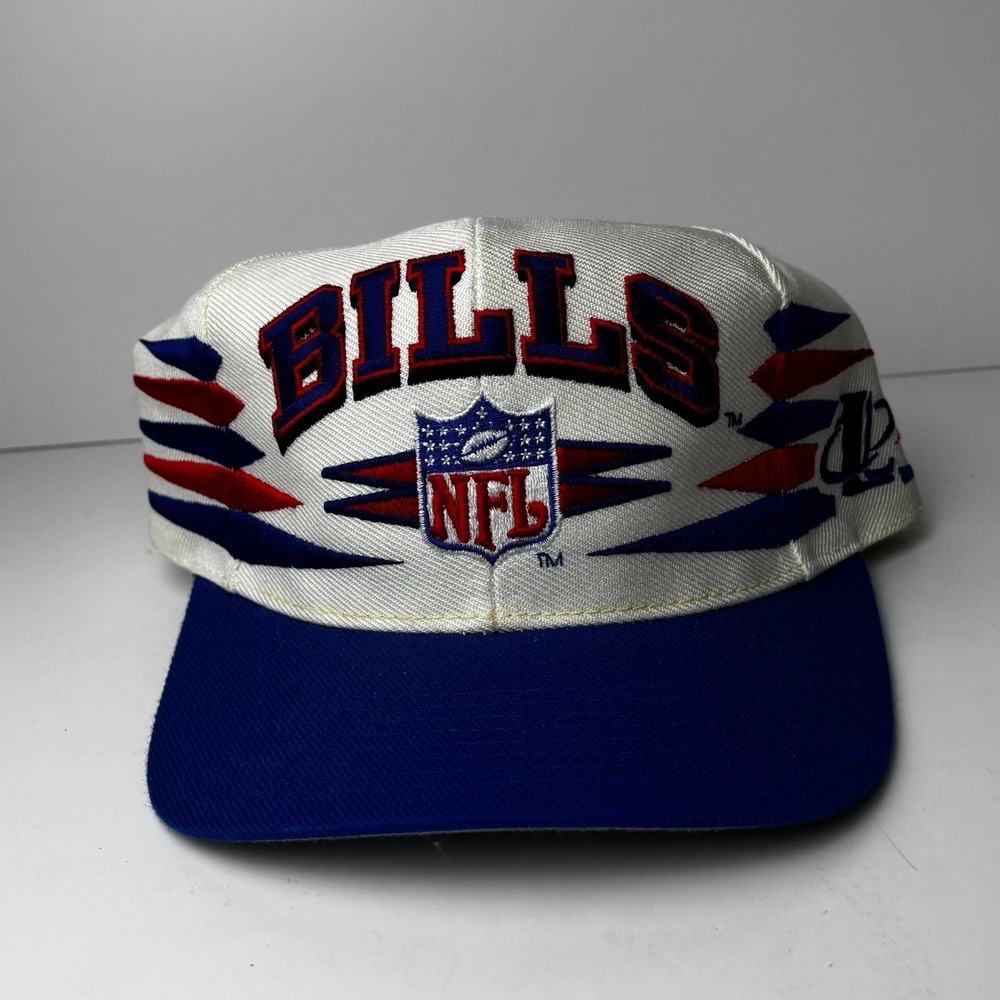Vintage Logo Athletic NFL Buffalo Bills Diamond Cut White Snapback Hat Cap 90s